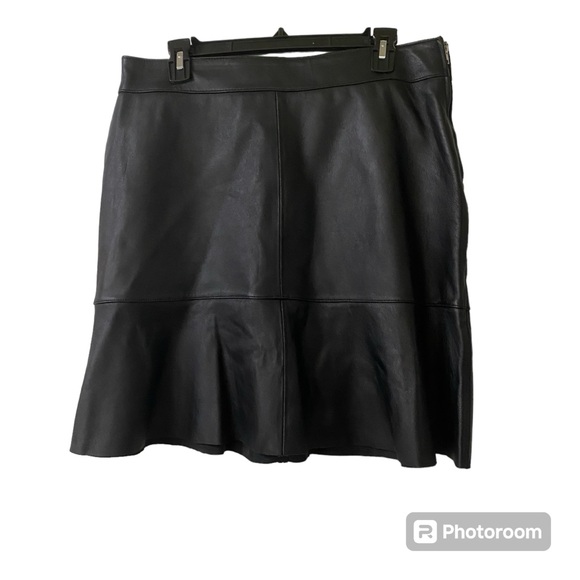JohnPaulRichard Dresses & Skirts - Uniform John Paul Richard Black Leather Flare Hem Mini Skirt Size 12